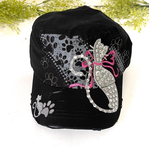 Kitty cat rhinestone hat. - Picture 2 of 3